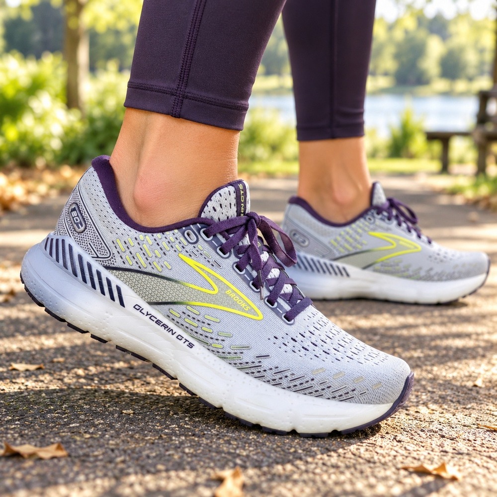 Brooks Glycerin GTS 20 Running Shoes Gray Purple Sneakers Women's Size 7.5 B